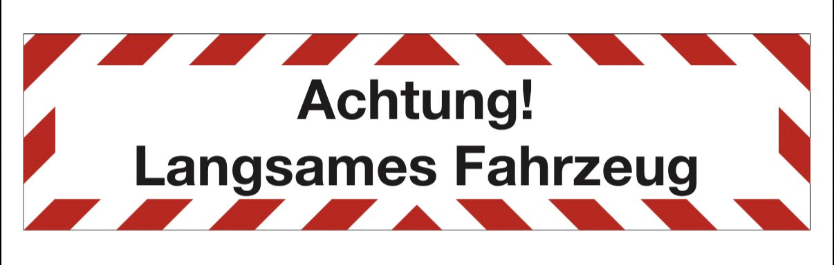 Aufkleber „Achtung! Langsames Fahrzeug“ – 800 x 200 mm – Reflexfolie RA1 – selbstklebend