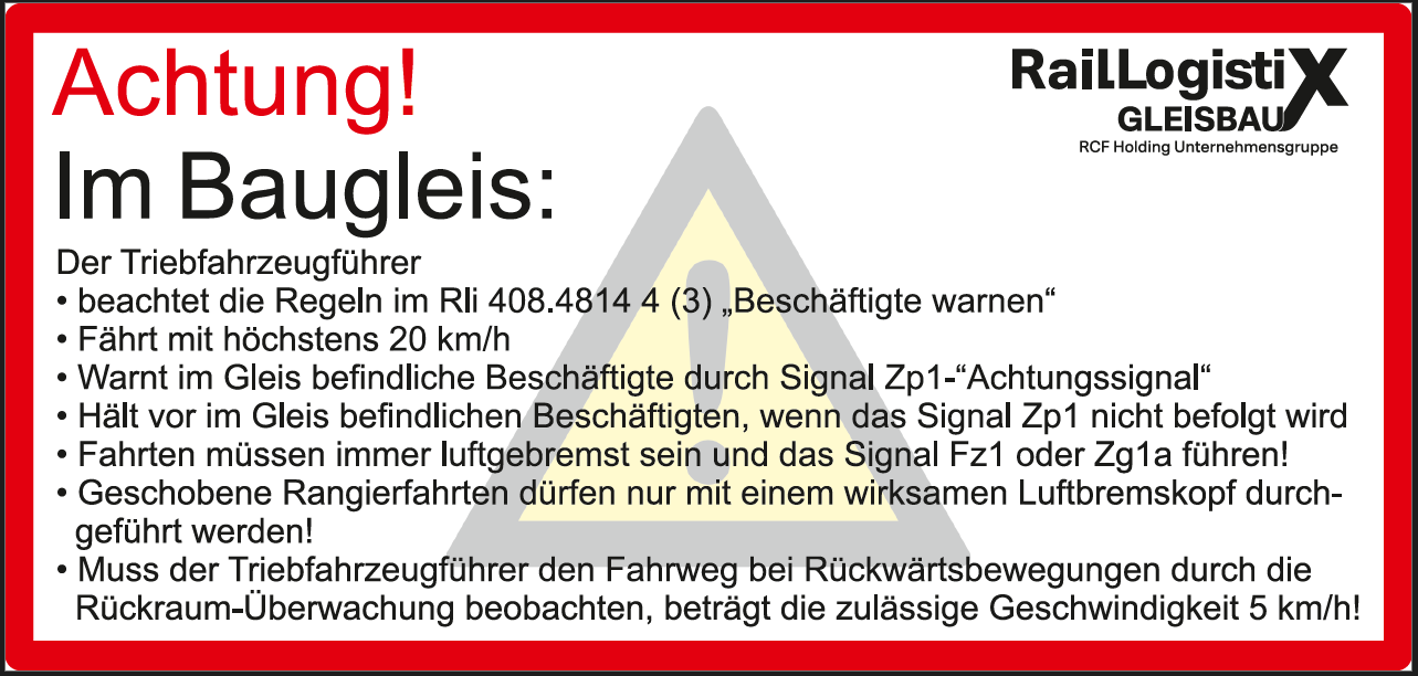 Aufkleber " Sicherheit im Baugleis"