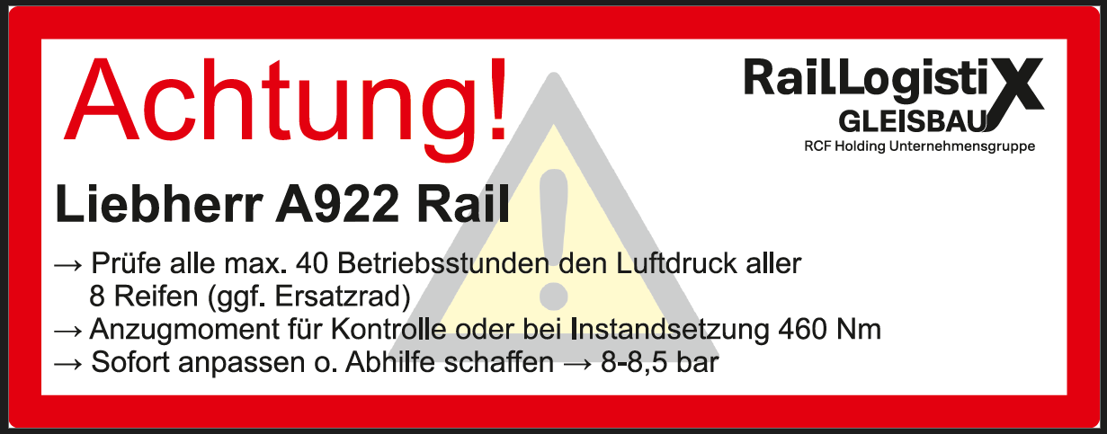 Aufkleber "Reifenluftdruck" A922 Rail